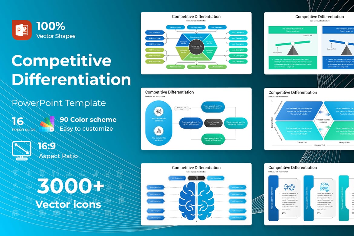 Template PowerPoint untuk Diferensiasi Kompetitif yang Menarik
