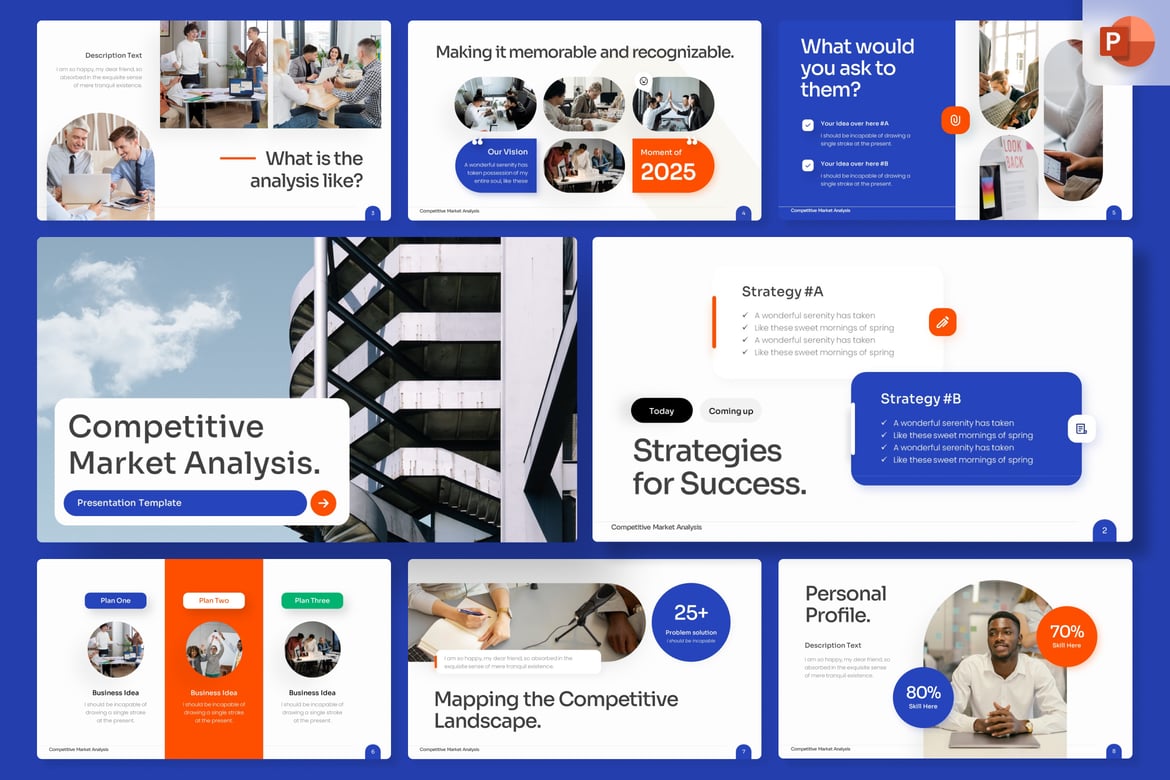 Template PowerPoint Analisis Pasar Kompetitif yang Profesional