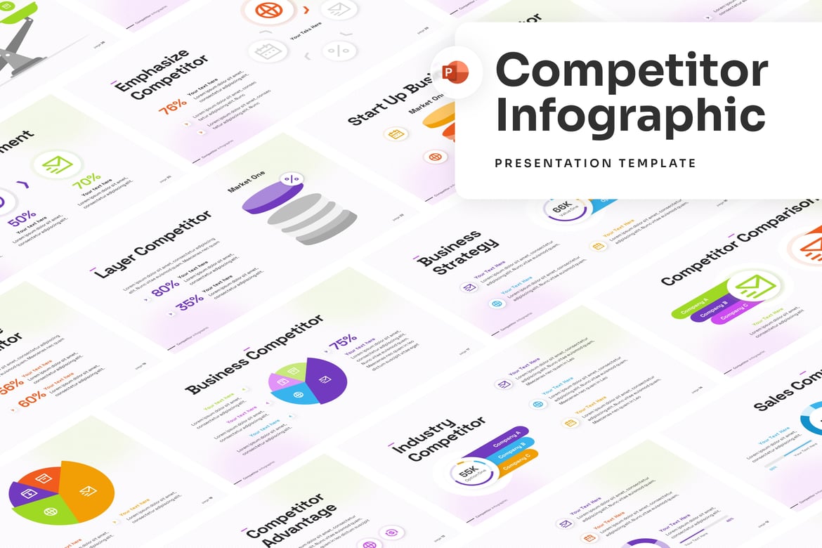 Template Presentasi PowerPoint Infografis untuk Analisis Pesaing