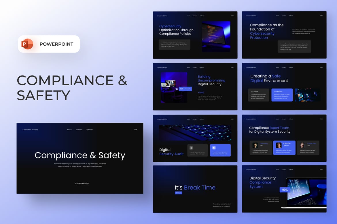 Template PowerPoint Keamanan dan Kepatuhan yang Modern