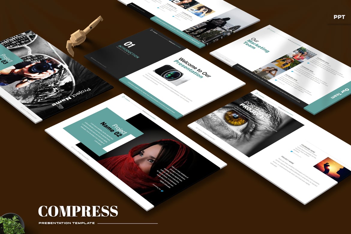 Template Presentasi PowerPoint Compress yang Kreatif dan Modern