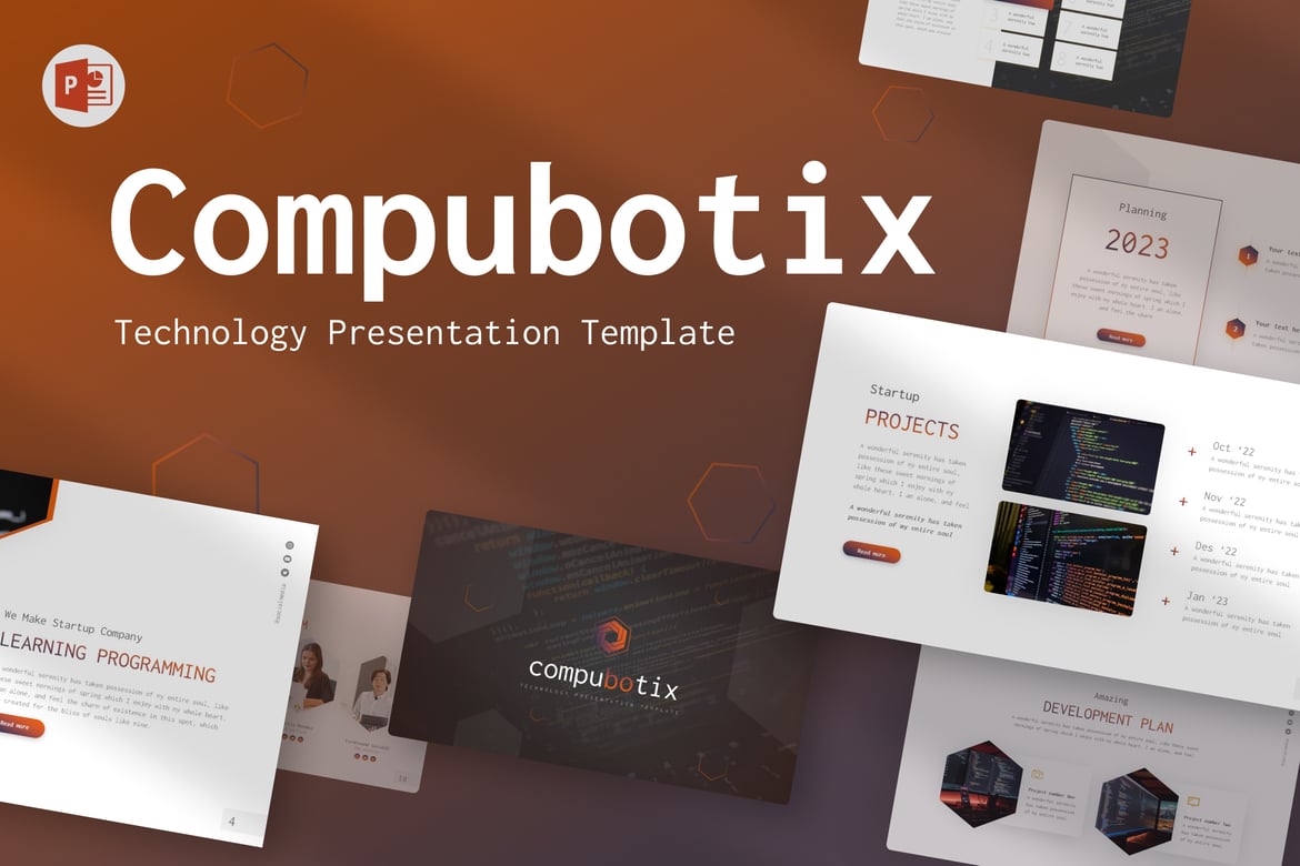 Template PowerPoint Modern Compubotix untuk Profil Perusahaan