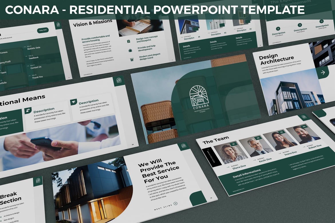 Template PowerPoint Residensial Conara - Solusi Presentasi Real Estat Anda