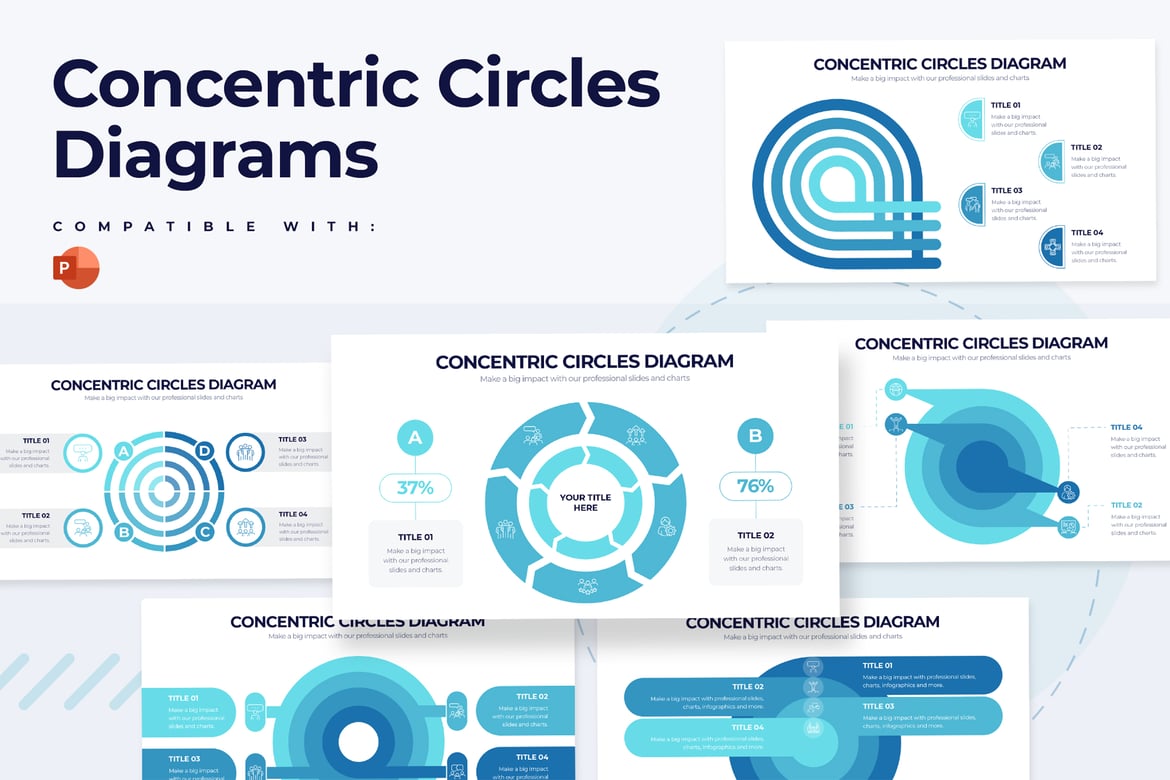 Template Presentasi Infografis Lingkaran Konsentris untuk PowerPoint