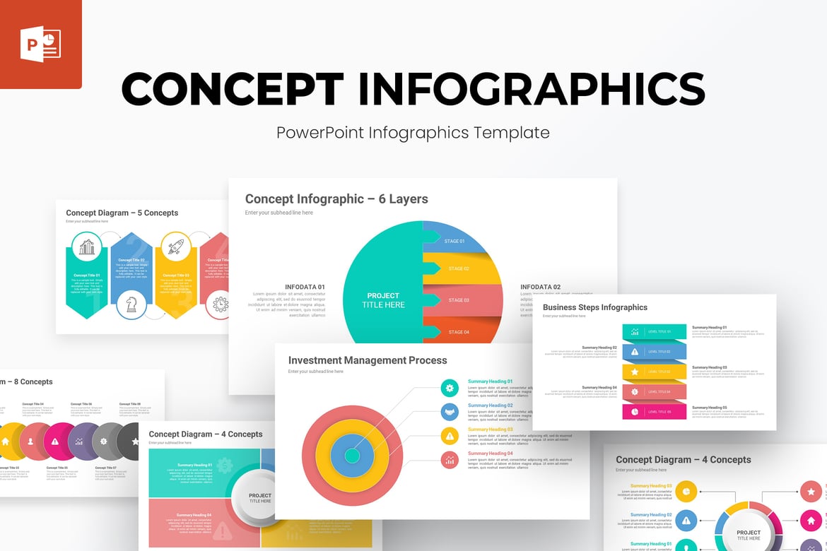 Template PowerPoint Infografis Konsep yang Menarik