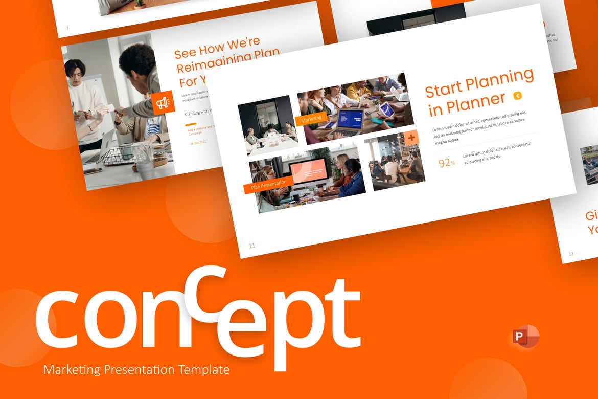 Template PowerPoint Pemasaran Profesional Konsep Orange