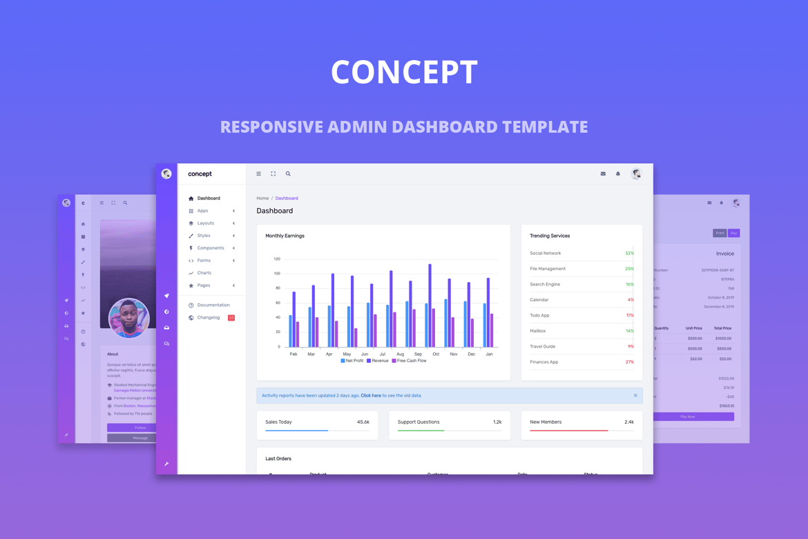 Template Website Dashboard Admin Responsif yang Modern