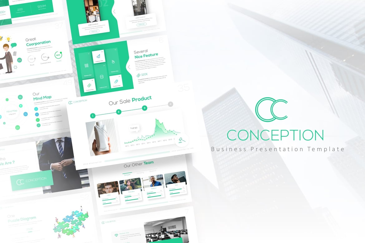 Template PowerPoint Bisnis Conception - Presentasi Menarik dan Profesional