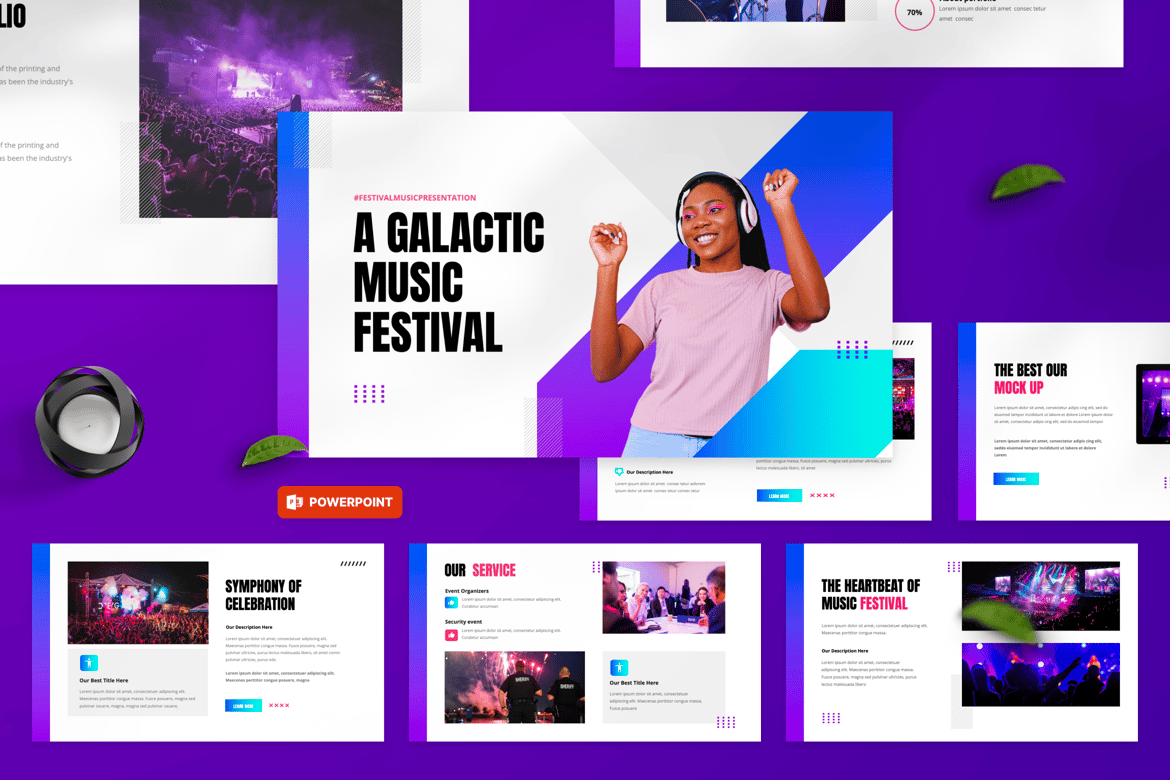 Template Presentasi PowerPoint Festival Musik Concerta yang Modern dan Menarik