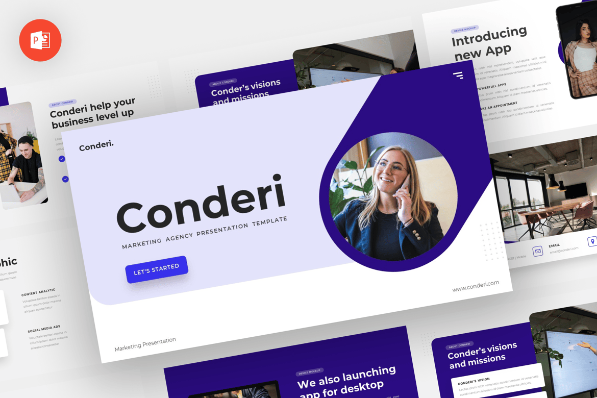 Template Powerpoint Pemasaran Conderi yang Modern dan Profesional