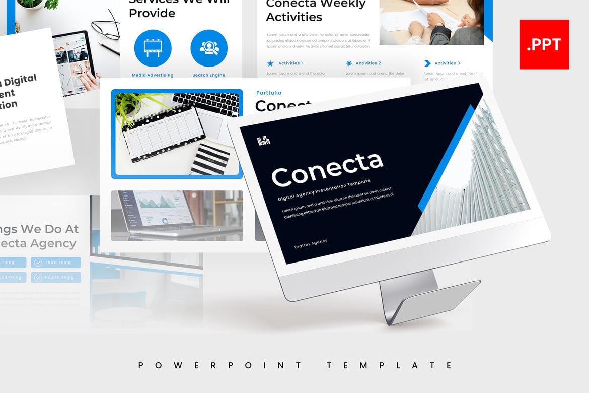 Template PowerPoint Conecta – Presentasi Digital Agency yang Menarik