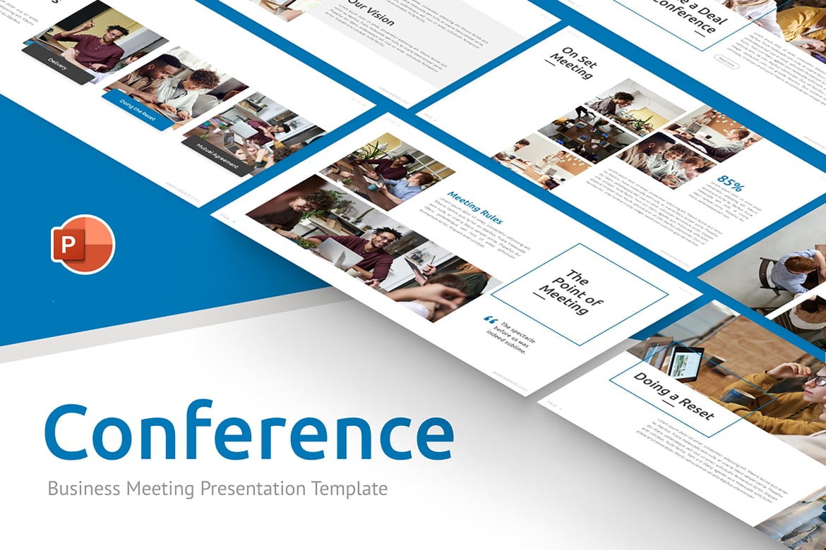 Template Presentasi PowerPoint Bisnis untuk Konferensi yang Menarik