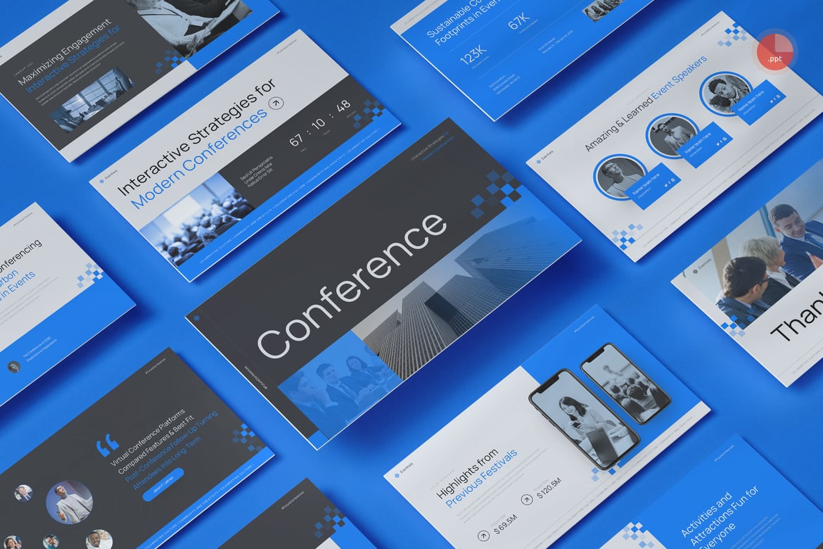 Template Presentasi Konferensi Profesional untuk PowerPoint