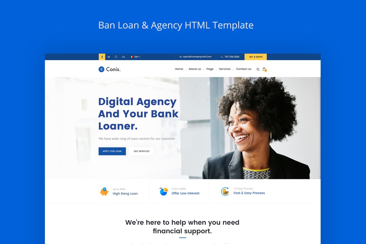 Conis - Template Website Bisnis dan Keuangan yang Modern