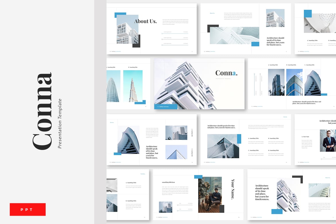 Template Presentasi Powerpoint Konstruksi Conna yang Menarik