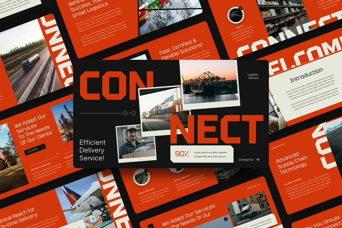 Template Presentasi PowerPoint Connect - Solusi Logistik Profesional