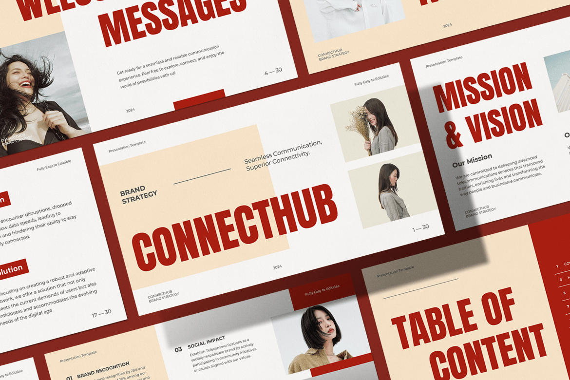 Template Powerpoint Connecthub - Strategi Brand Modern dan Minimalis