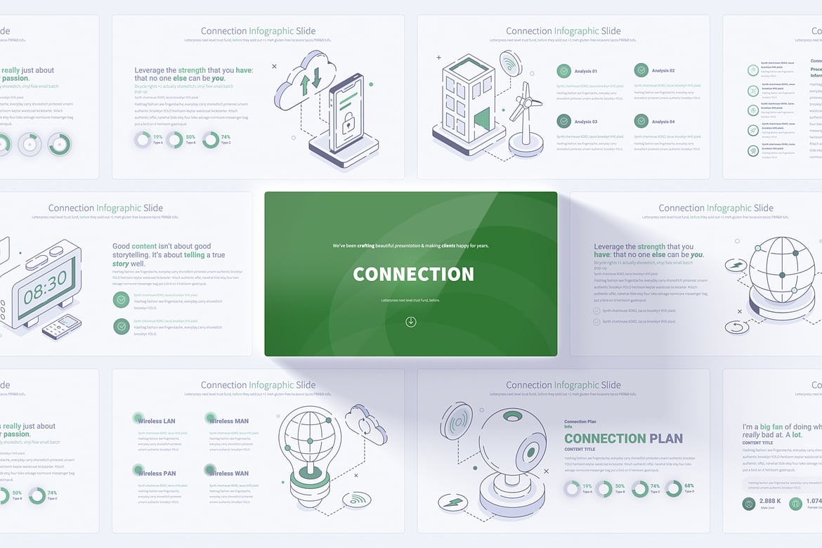 Template PowerPoint Infografis Connection yang Menarik