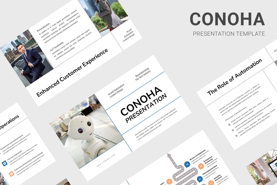 Template Presentasi PowerPoint AI dan Otomasi dari Conoha