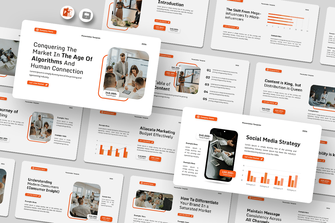 Template PowerPoint Menaklukkan Pasar yang Menarik