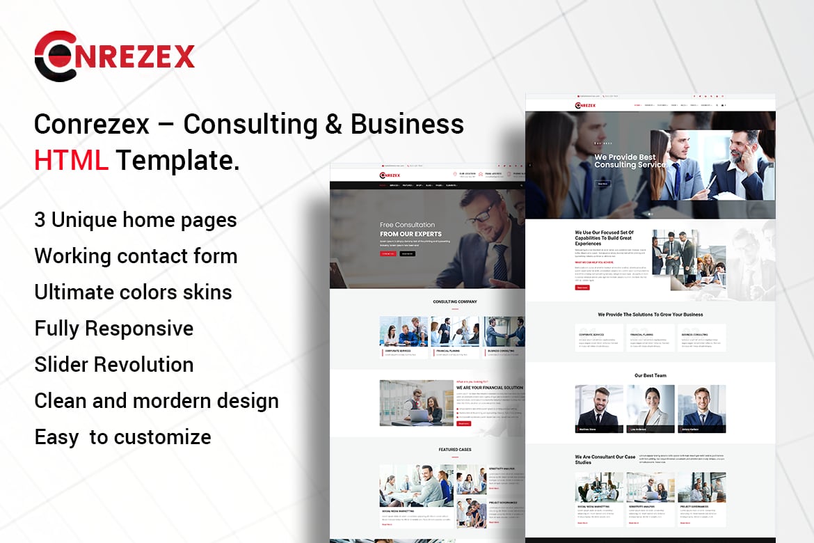 Conrezex – Template Website Konsultasi dan Bisnis yang Modern dan Responsif