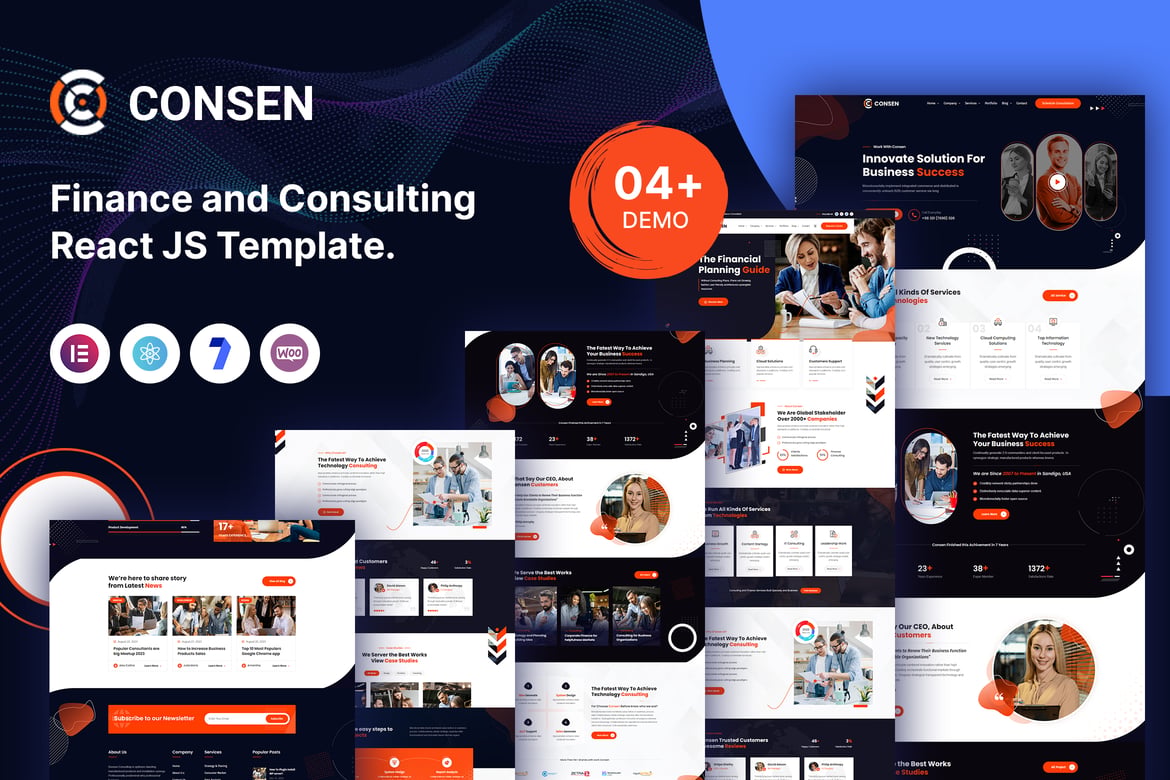 Consen – Template Website Keuangan dan Konsultasi React JS yang Modern