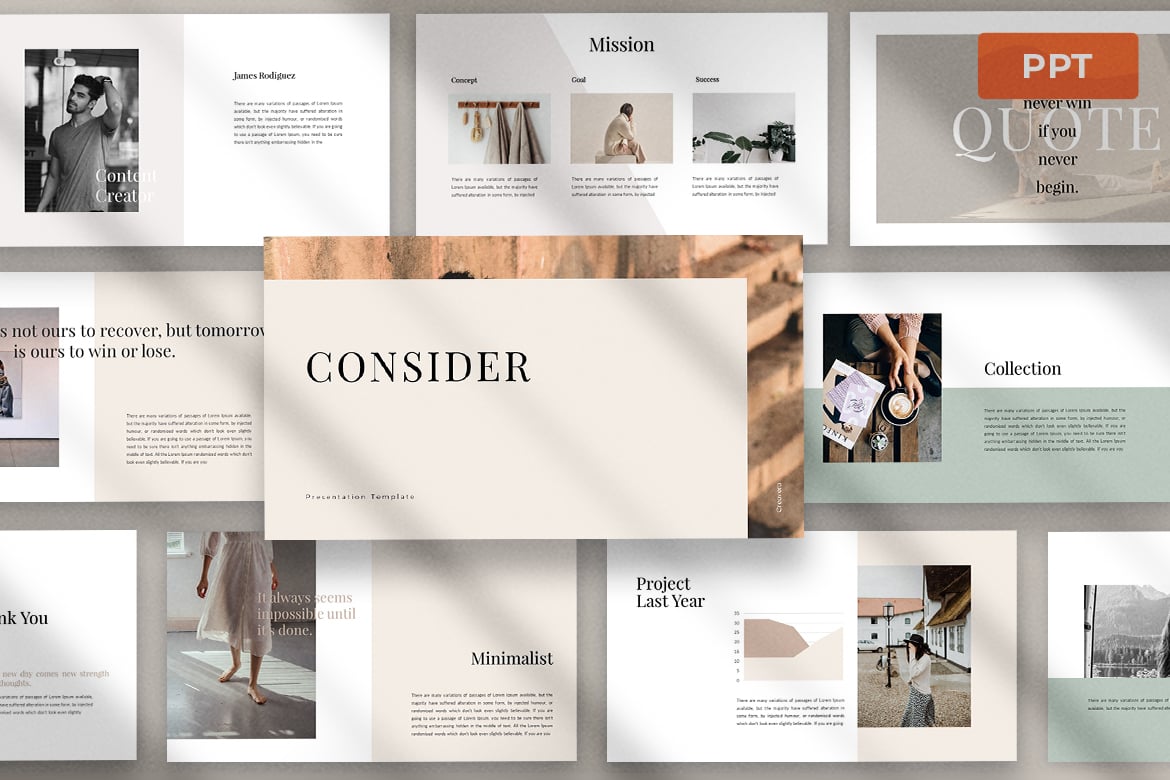 Template Presentasi PowerPoint Consider yang Modern dan Elegan