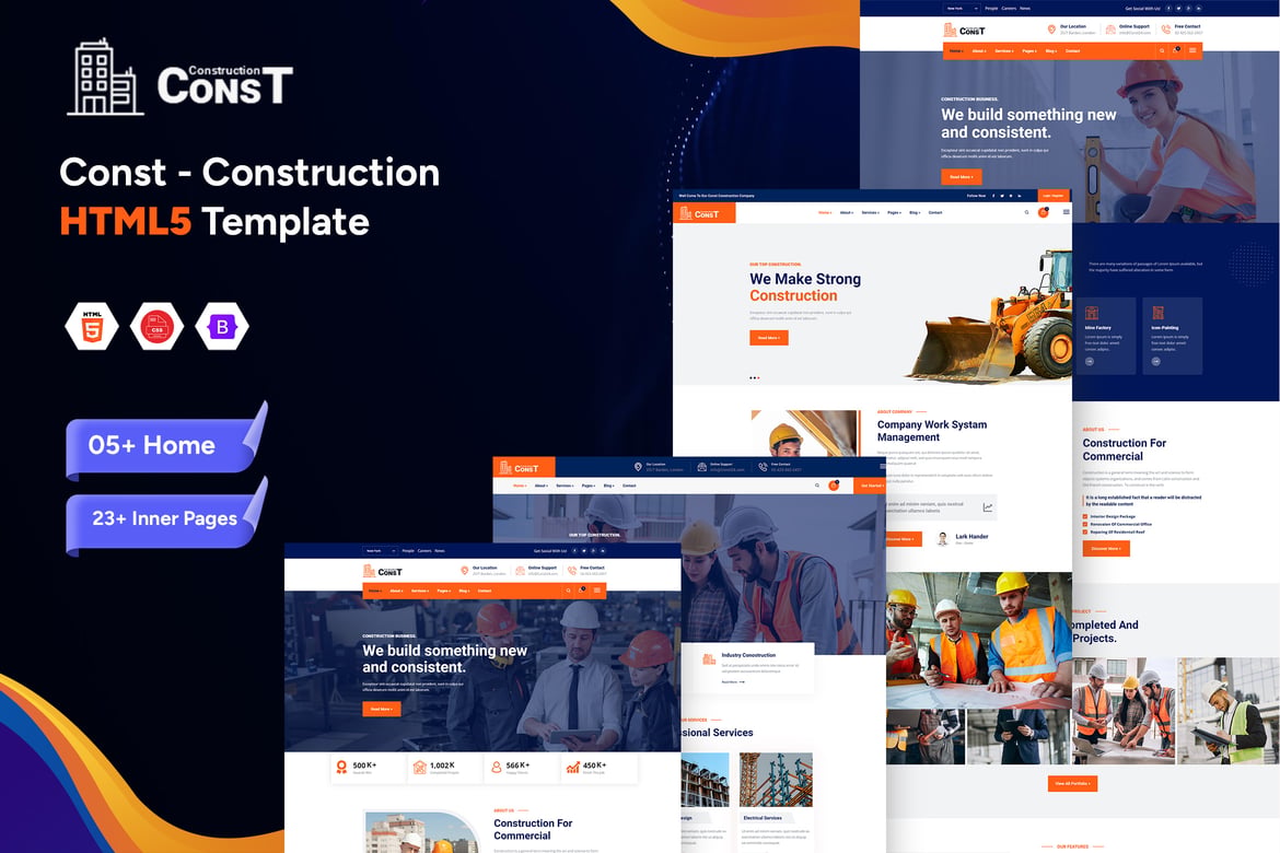 Template Website HTML5 Const untuk Perusahaan Konstruksi dan Arsitektur