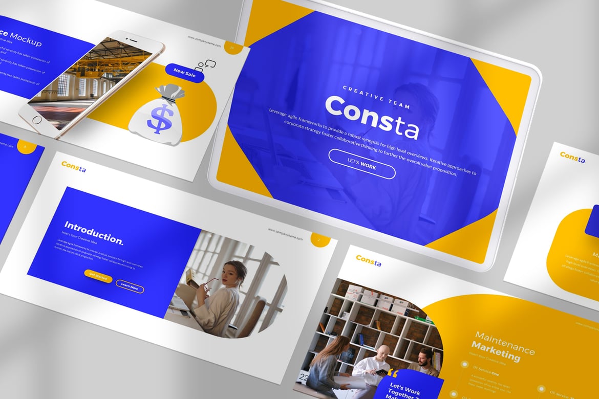 Template Presentasi PowerPoint Consta yang Memukau