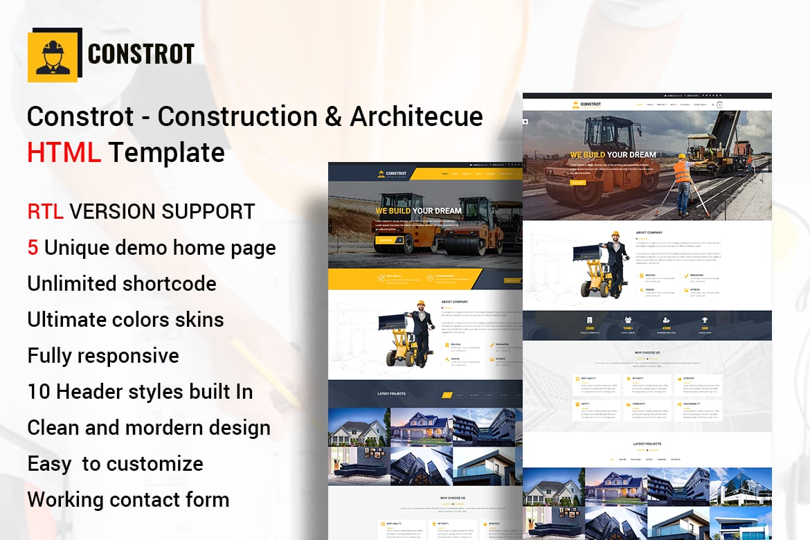 Constrot - Template Website Konstruksi & Arsitektur Modern