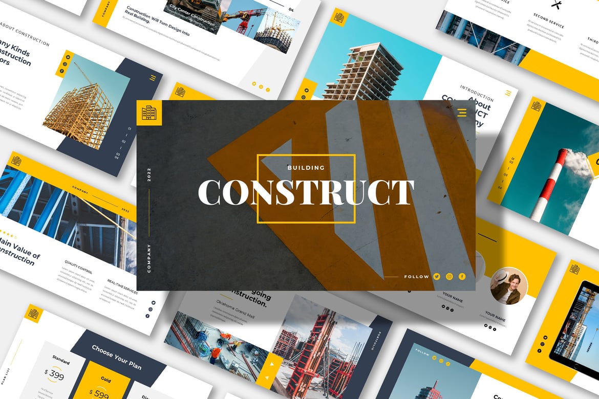 Template Powerpoint Bisnis CONSTRUCT yang Menarik