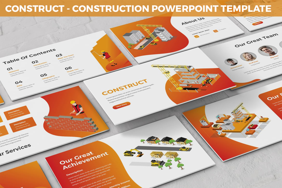 Template Presentasi Konstruksi - Construct Powerpoint yang Modern dan Menarik
