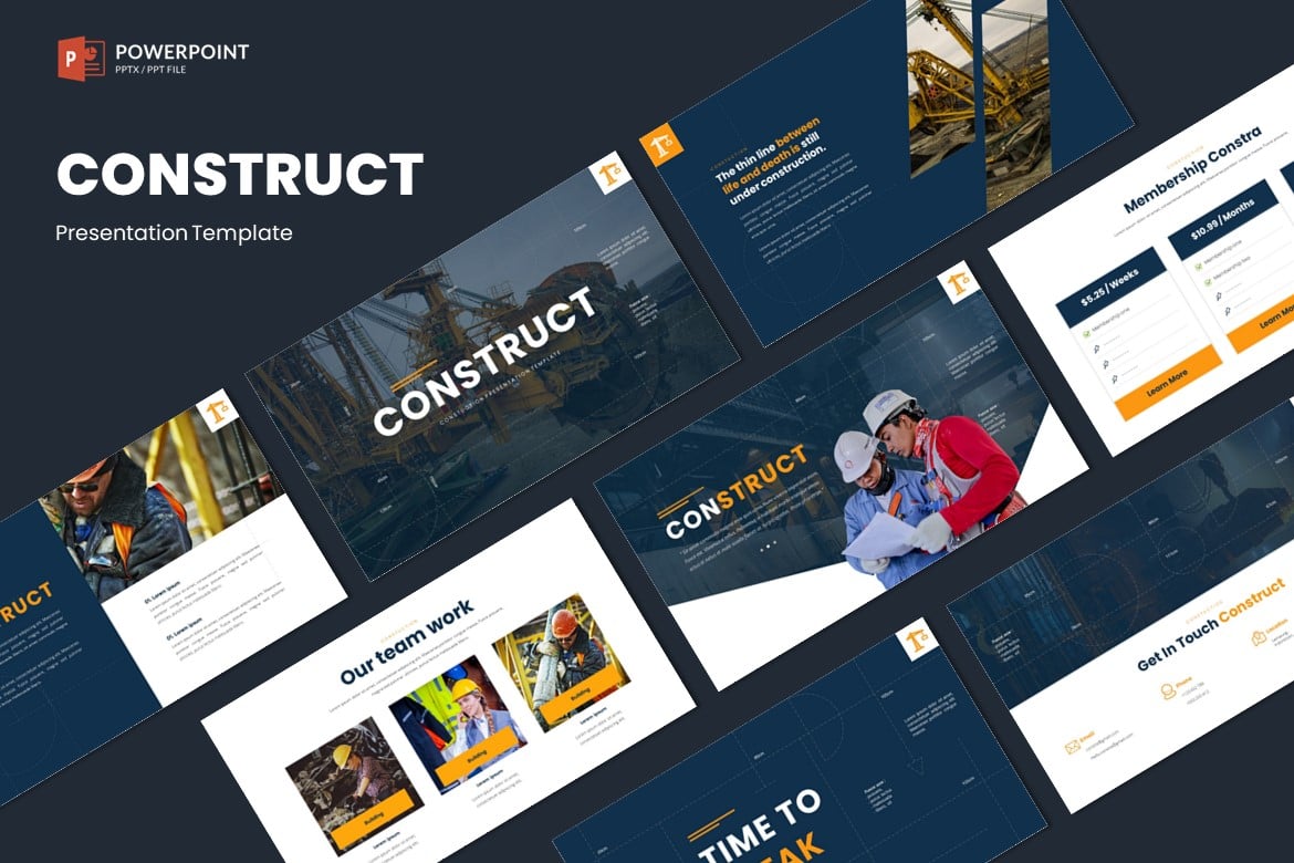 Template Powerpoint Konstruksi - Construct yang Modern dan Profesional