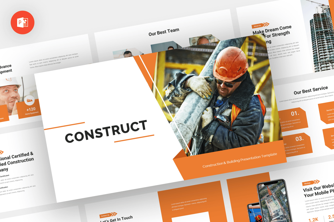 Template Powerpoint Konstruksi - Construct yang Modern dan Profesional