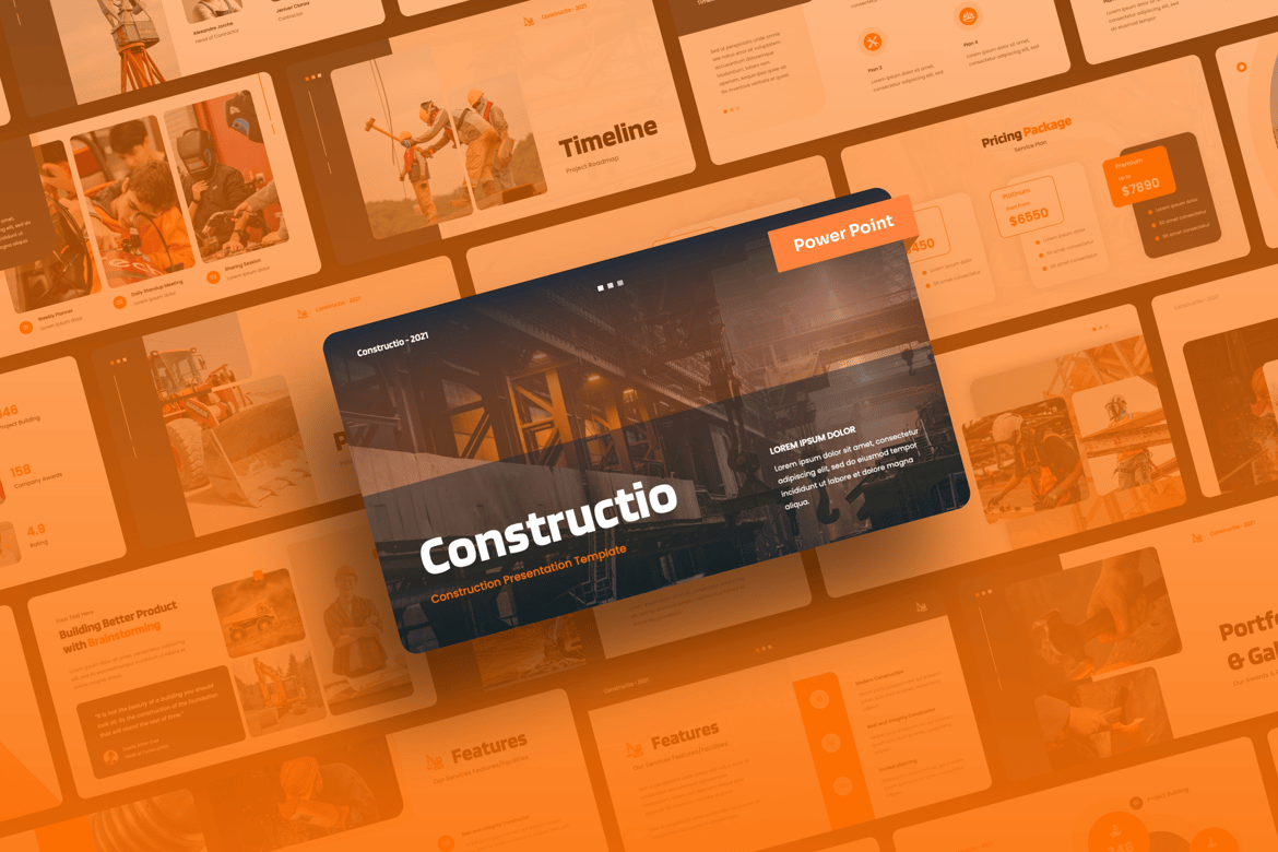 Template Presentasi PowerPoint Konstruksi - Constructio