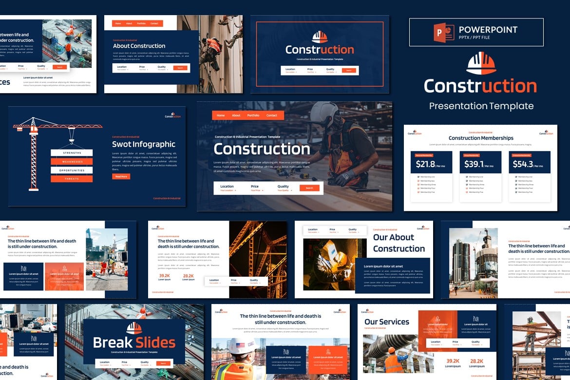 Template Powerpoint Konstruksi & Industri yang Modern dan Profesional