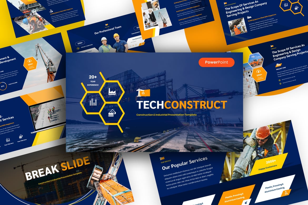 Template PowerPoint Konstruksi & Industri yang Modern dan Profesional