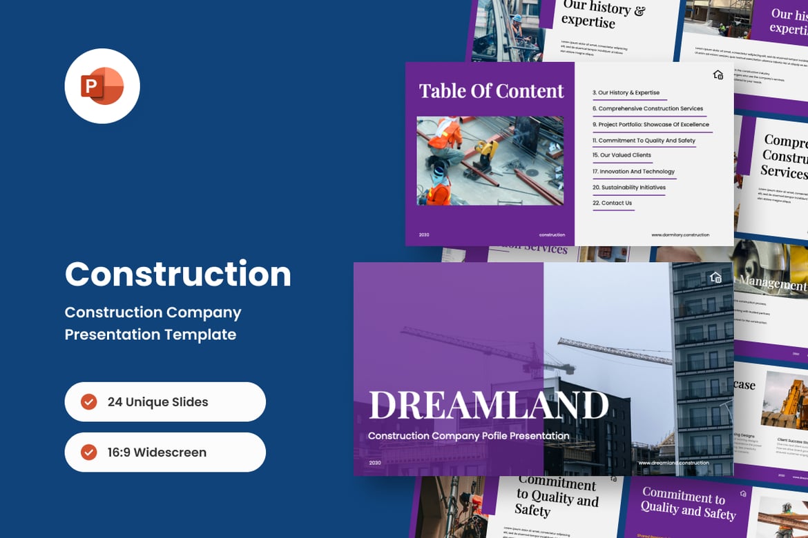 Template PowerPoint Profil Perusahaan Konstruksi Modern