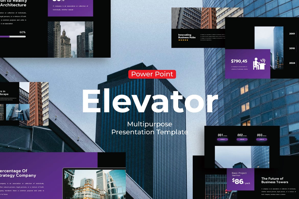 Template PowerPoint Elevator Konstruksi yang Serbaguna