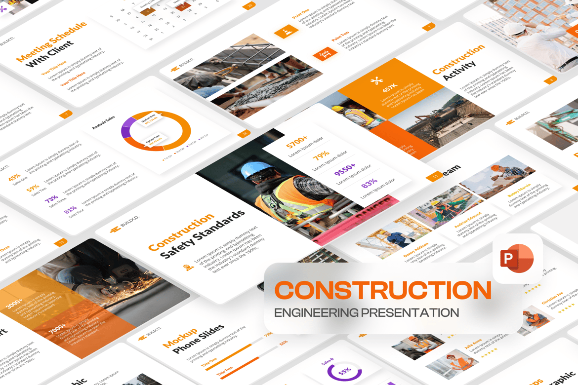 Template PowerPoint Teknik Konstruksi yang Menarik dan Profesional