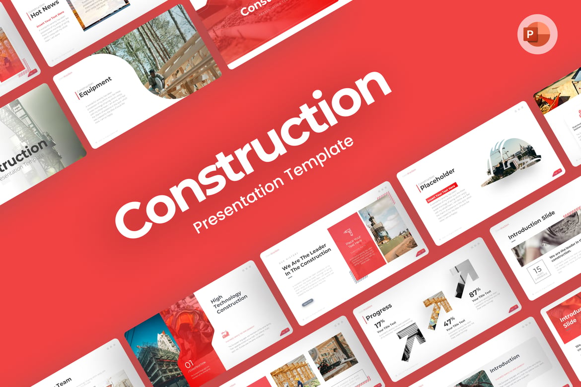 Template PowerPoint Modern untuk Industri Konstruksi