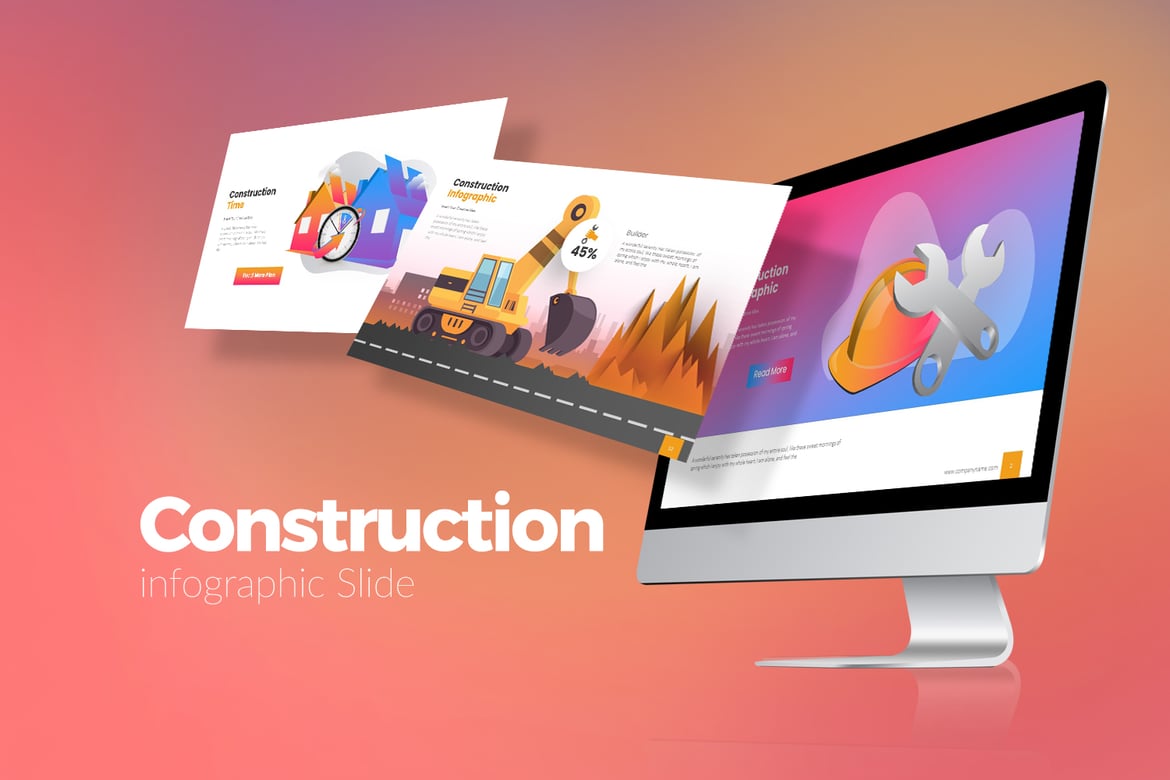 Template Presentasi PowerPoint Infografis Konstruksi yang Menarik