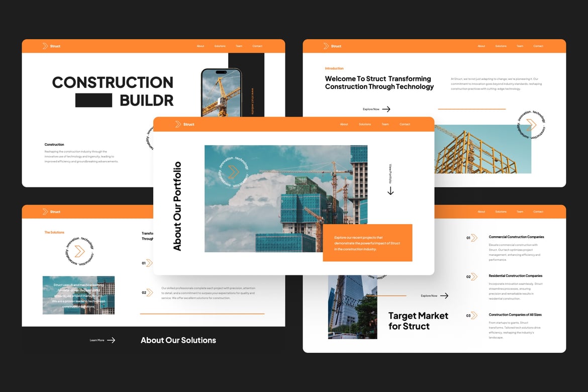 Template Presentasi PowerPoint untuk Pitch Konstruksi yang Menarik