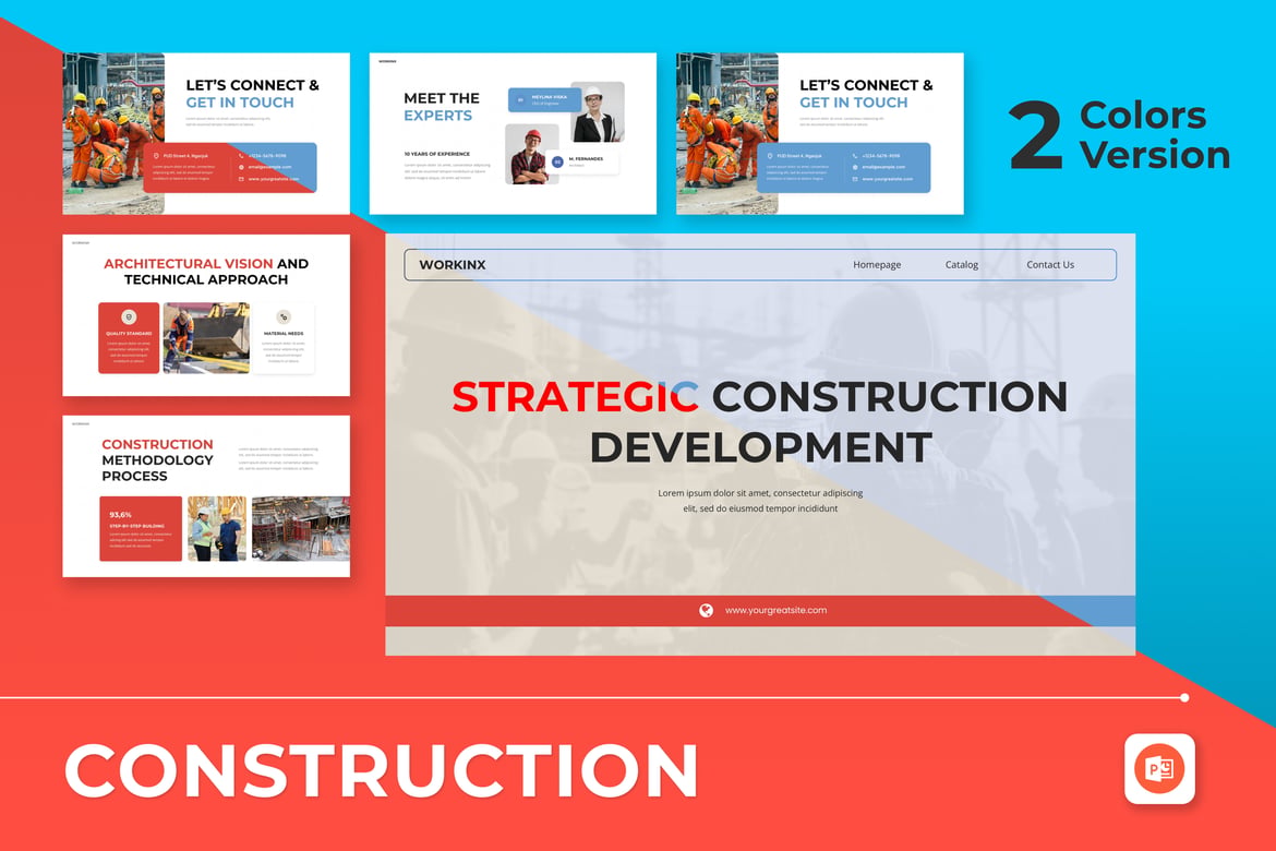 Template Presentasi PowerPoint Konstruksi Modern