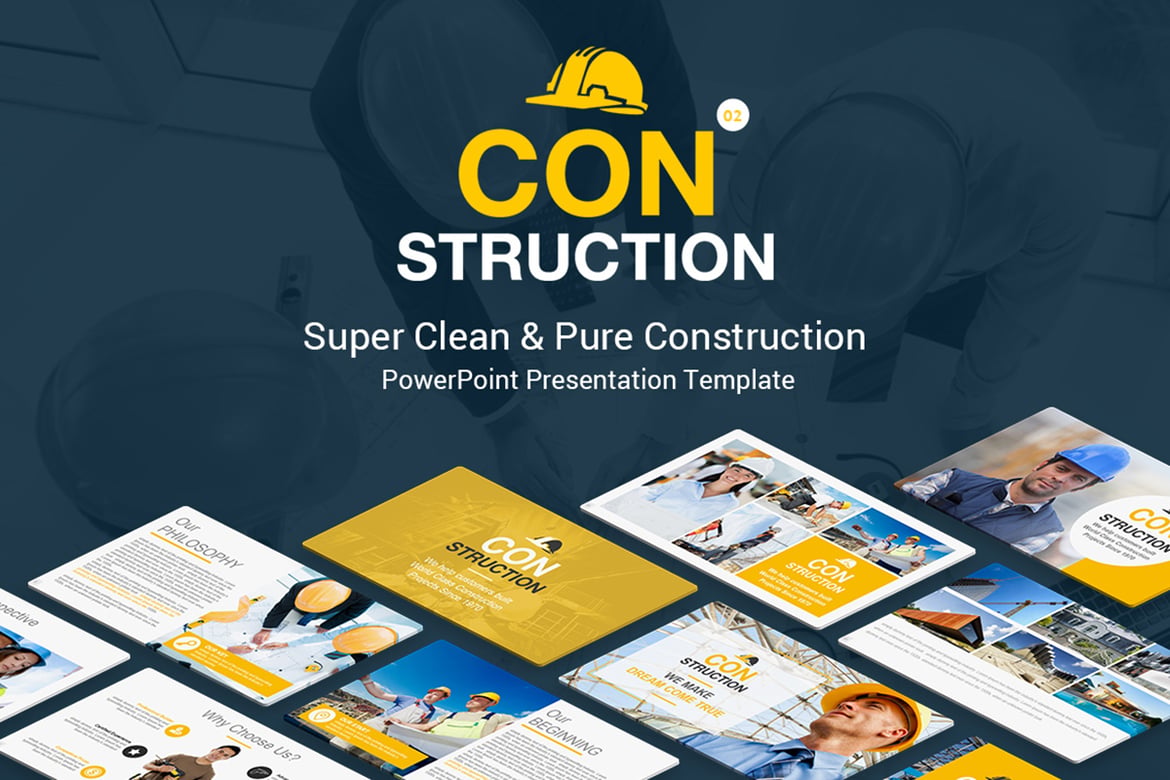 Template Presentasi PowerPoint Konstruksi yang Menarik dan Profesional