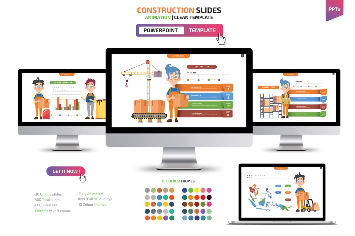 Template Powerpoint Presentasi Konstruksi yang Menarik dan Profesional
