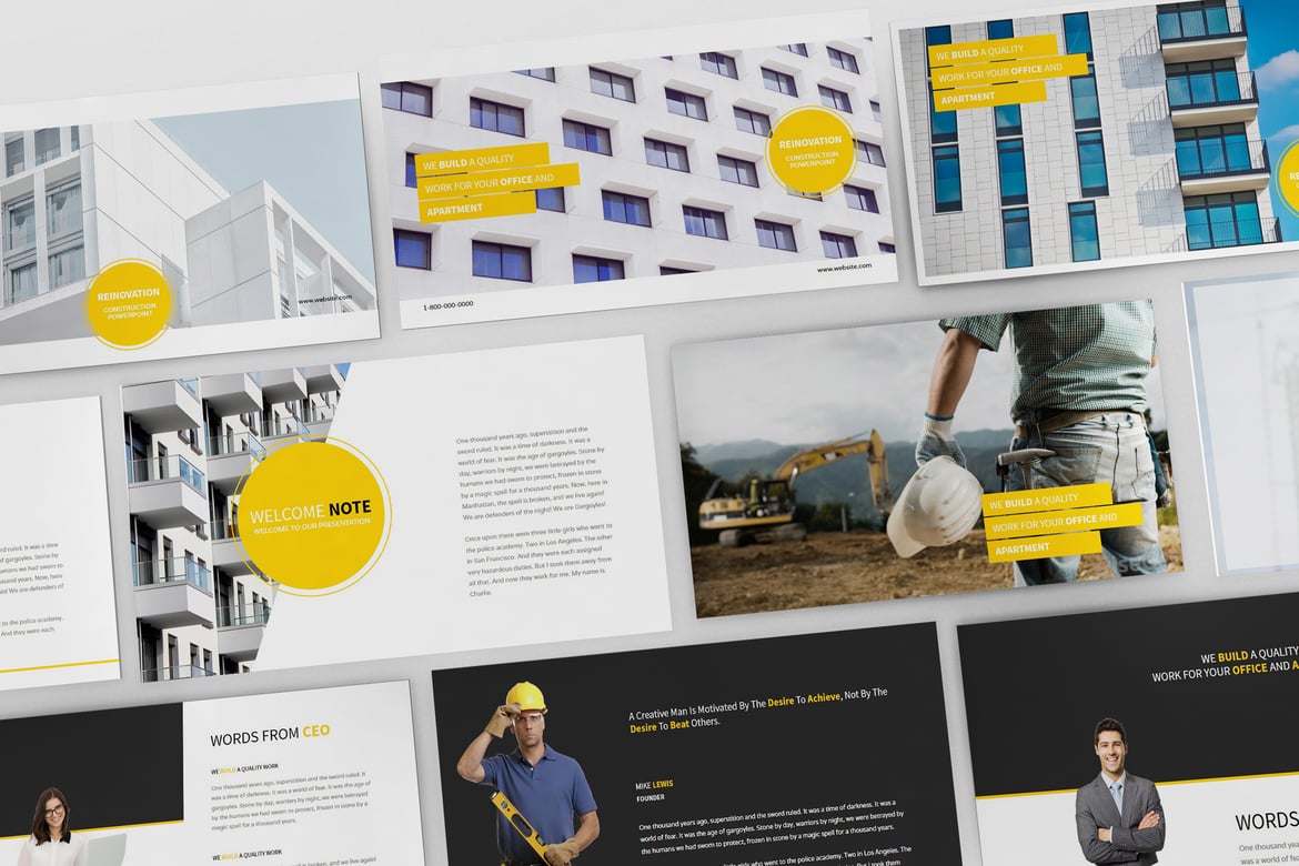 Template PowerPoint Presentasi Konstruksi yang Menarik dan Profesional