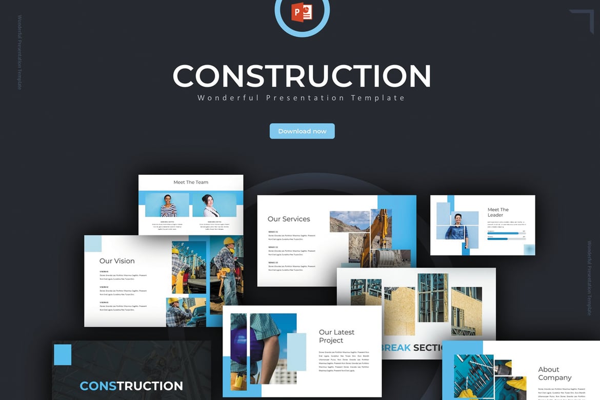 Template Presentasi Powerpoint Modern untuk Industri Konstruksi