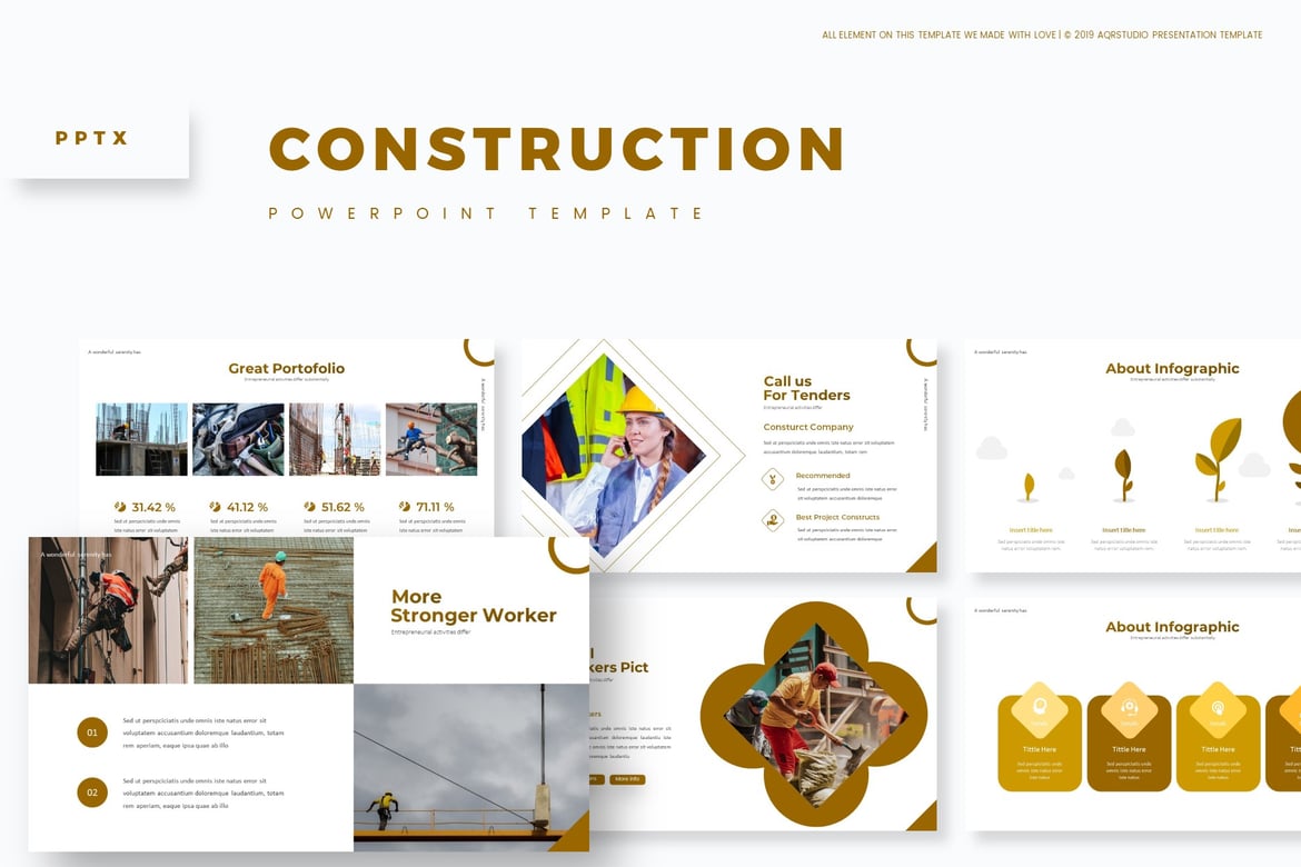 Template PowerPoint Konstruksi Profesional dan Serbaguna