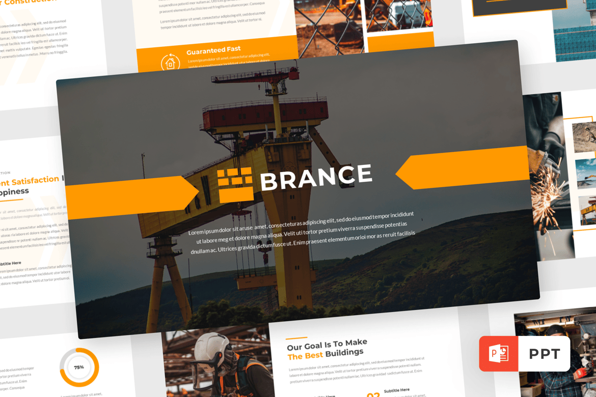 Template Powerpoint Konstruksi - Brance yang Modern dan Profesional